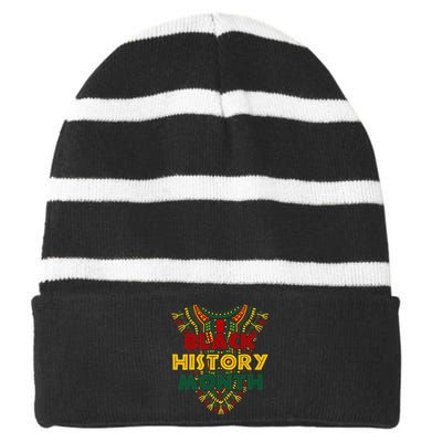 Black History Month African American Flag Juneteenth Dashiki Striped Beanie with Solid Band