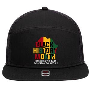 Black History Month Honoring The Past Inspiring The Future Gift 7 Panel Mesh Trucker Snapback Hat