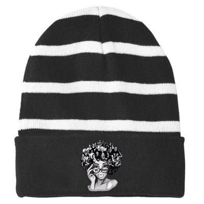 Black History Month Shirts I Love My Roots Back Powerful Blm Striped Beanie with Solid Band