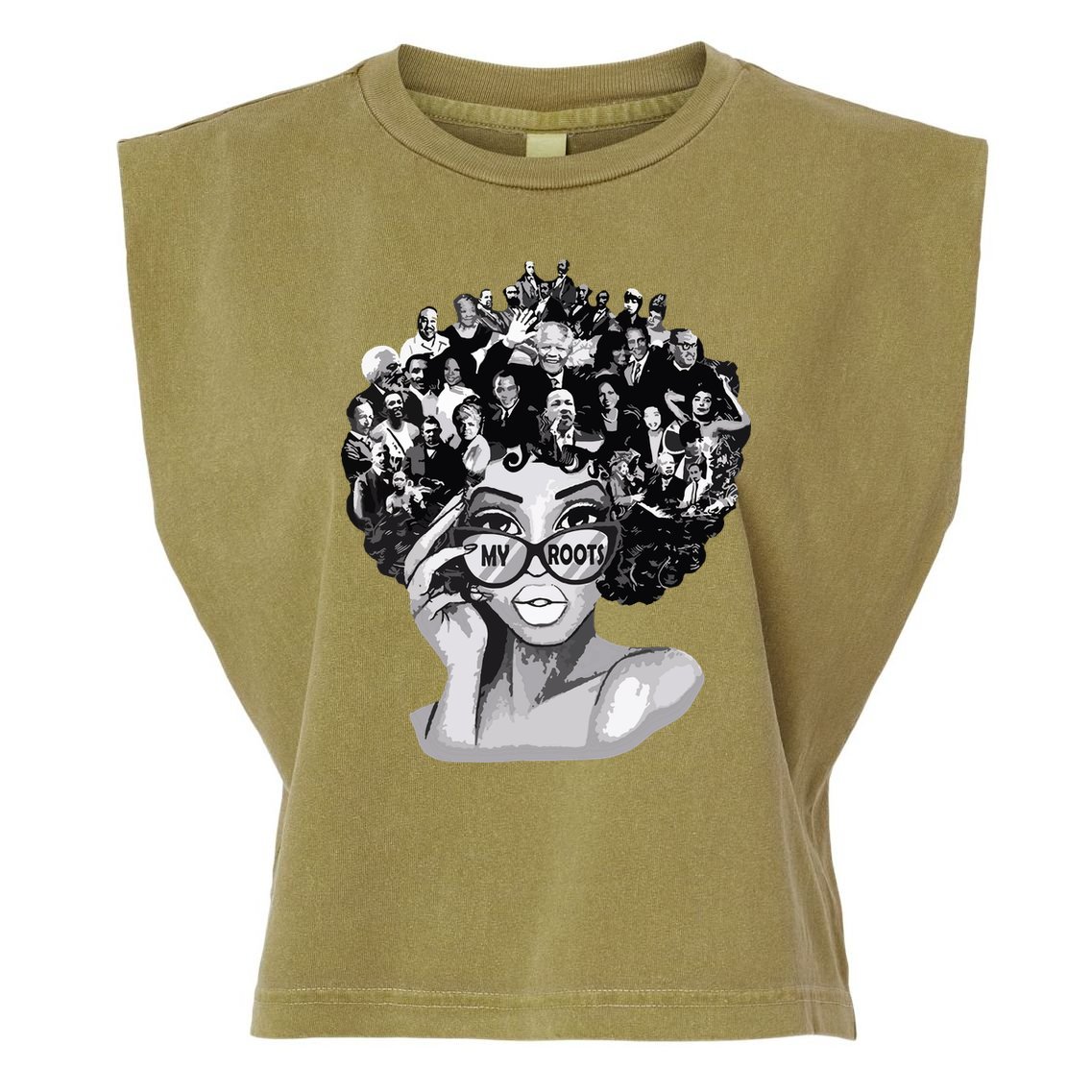 Black History Month Shirts I Love My Roots Back Powerful Blm Garment-Dyed Women's Muscle Tee