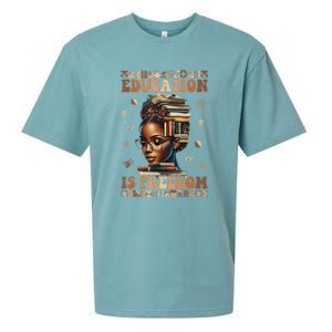 Black History Month Education Is Freedom Teacher Sueded Cloud Jersey T-Shirt