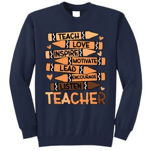 Black History Month Shirts Melanin Prek Preschool Teachers Tall Sweatshirt