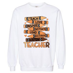 Black History Month Shirts Melanin Prek Preschool Teachers Garment-Dyed Sweatshirt