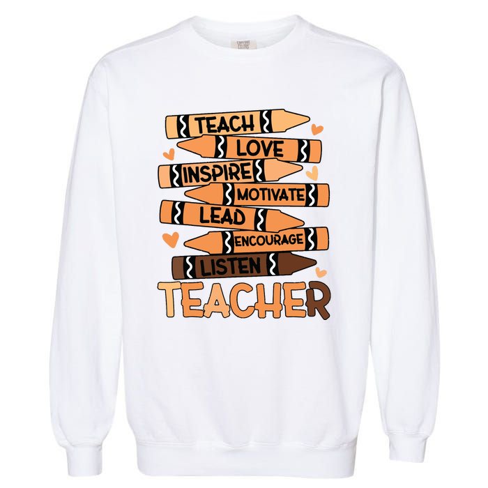 Black History Month Shirts Melanin Prek Preschool Teachers Garment-Dyed Sweatshirt