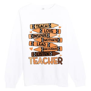 Black History Month Shirts Melanin Prek Preschool Teachers Premium Crewneck Sweatshirt