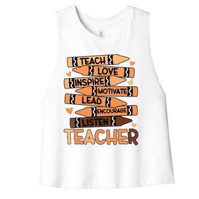 Black History Month Shirts Melanin Prek Preschool Teachers Women's Racerback Cropped Tank