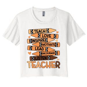 Black History Month Shirts Melanin Prek Preschool Teachers Women's Crop Top Tee