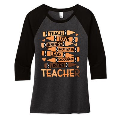 Black History Month Shirts Melanin Prek Preschool Teachers Women's Tri-Blend 3/4-Sleeve Raglan Shirt