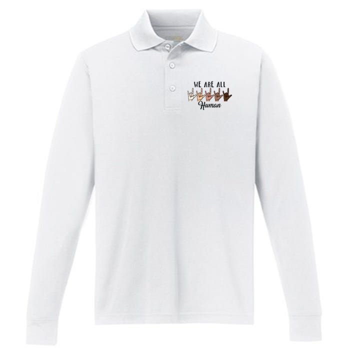 Black History Month We Are All Human Black Is Beautiful Performance Long Sleeve Polo