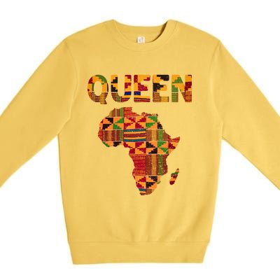 Black History Month Shirts Cool African Queen Art Kente Cloth Africa Ghana Premium Crewneck Sweatshirt