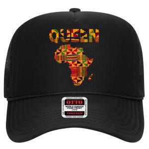 Black History Month Shirts Cool African Queen Art Kente Cloth Africa Ghana High Crown Mesh Back Trucker Hat