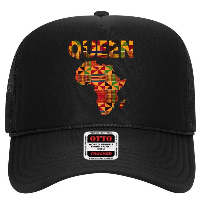 Black History Month Shirts Cool African Queen Art Kente Cloth Africa Ghana High Crown Mesh Back Trucker Hat