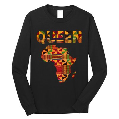 Black History Month Shirts Cool African Queen Art Kente Cloth Africa Ghana Long Sleeve Shirt