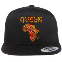 Black History Month Shirts Cool African Queen Art Kente Cloth Africa Ghana Flat Bill Trucker Hat