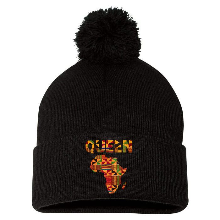 Black History Month Shirts Cool African Queen Art Kente Cloth Africa Ghana Pom Pom 12in Knit Beanie