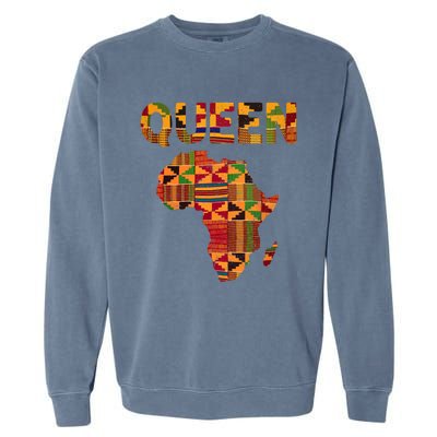 Black History Month Shirts Cool African Queen Art Kente Cloth Africa Ghana Garment-Dyed Sweatshirt