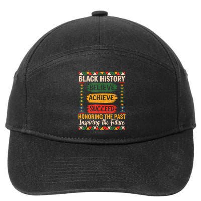 Black History Month Believe Achieve Succeed Melanin African 7-Panel Snapback Hat