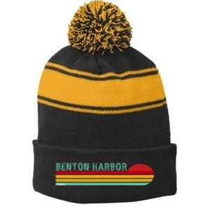 Benton Harbor Michigan Stripe Pom Pom Beanie