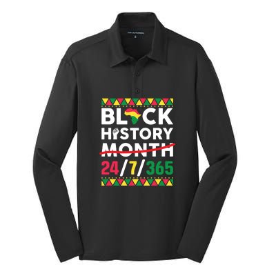 Black History Month One Month Cant Hold Our History 24 7 365 Silk Touch Performance Long Sleeve Polo