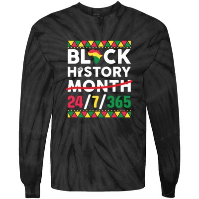 Black History Month One Month Cant Hold Our History 24 7 365 Tie-Dye Long Sleeve Shirt