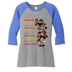 Black History Month Tee Dream Like Martin Lead Like Harriet Gift Women's Tri-Blend 3/4-Sleeve Raglan Shirt