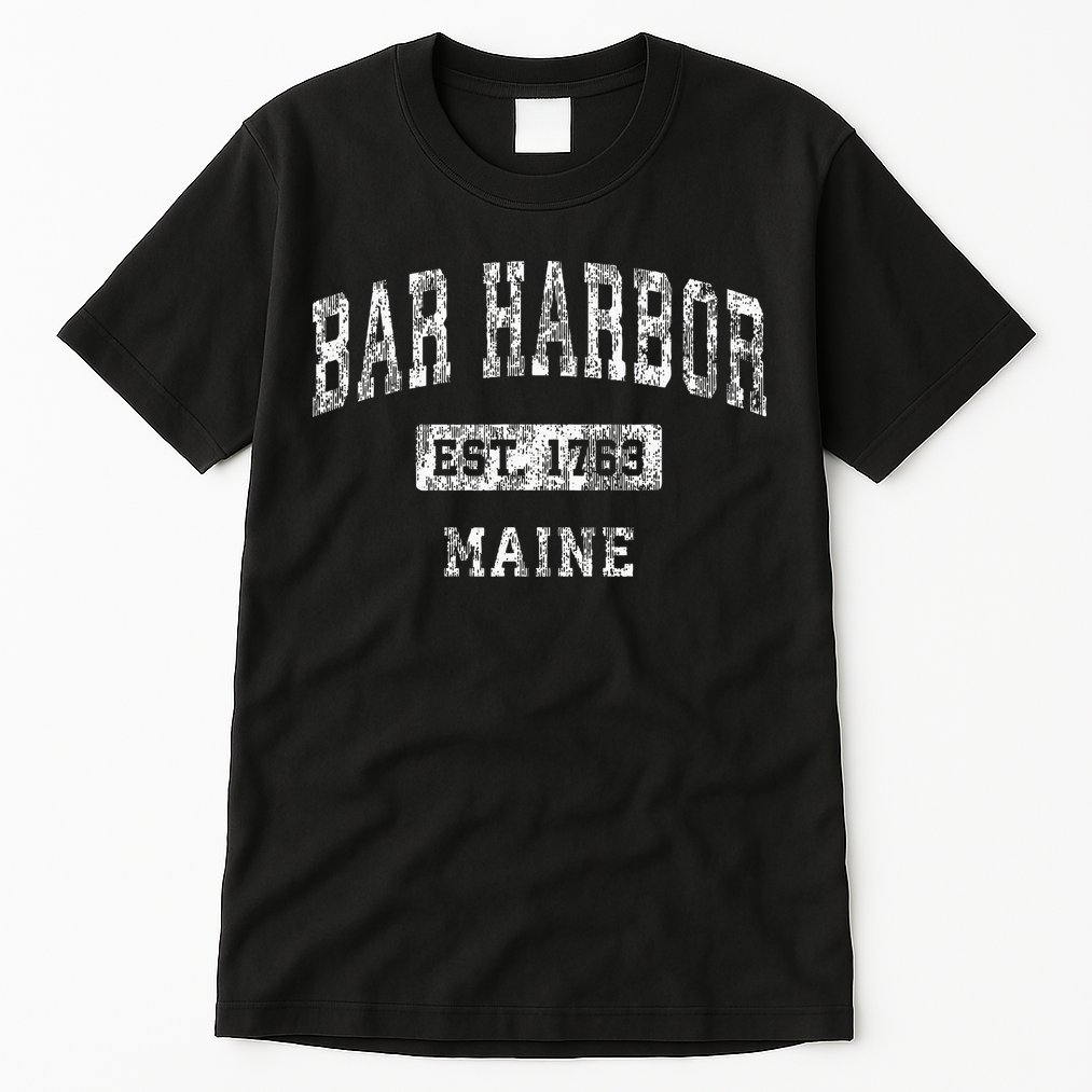 Bar Harbor Maine Me Vintage Established Sports Design Tall T-Shirt