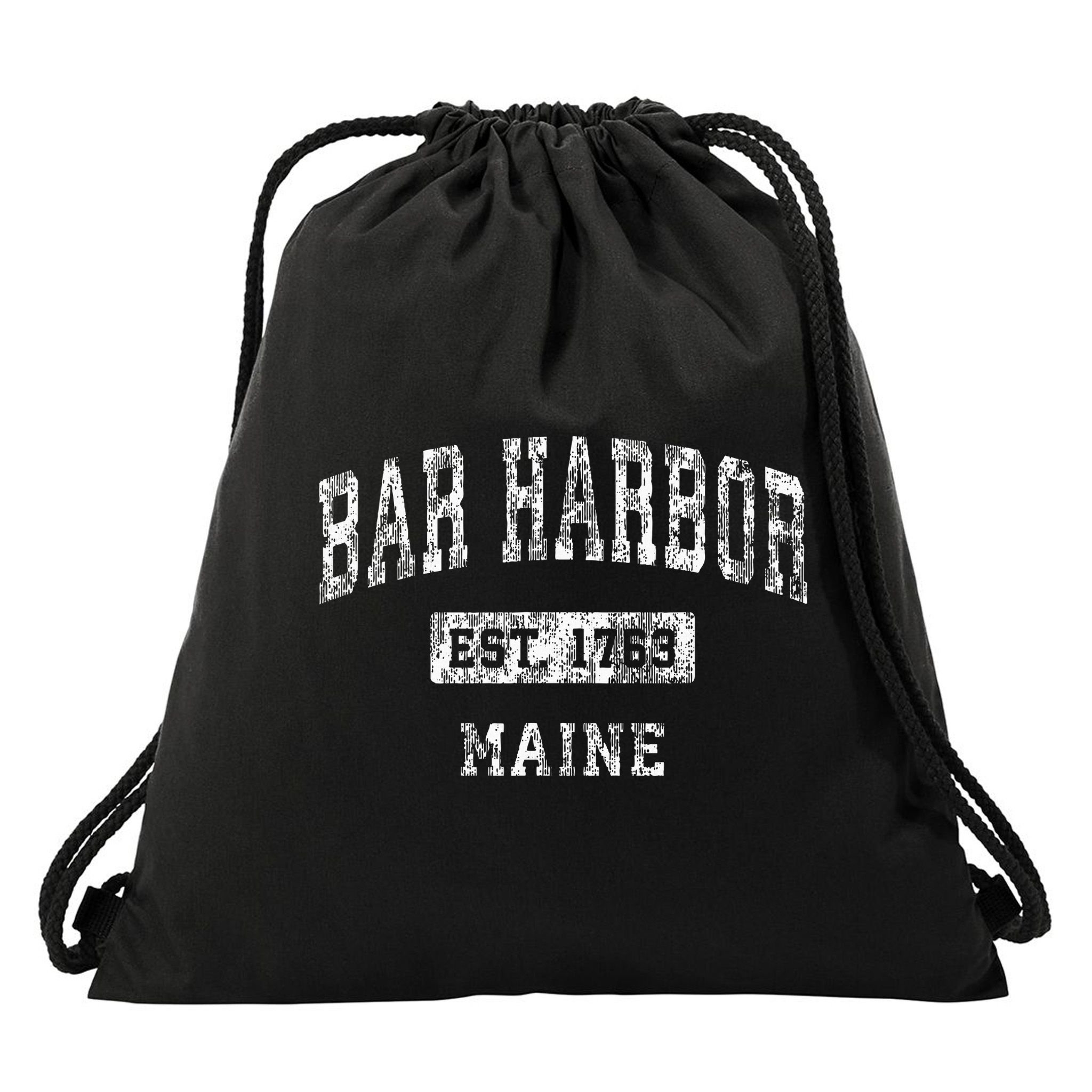 Bar Harbor Maine Me Vintage Established Sports Design Drawstring Bag