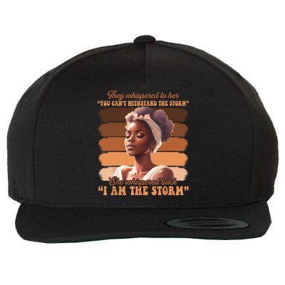 Black History Month African Woman Afro I Am The Storm Wool Snapback Cap