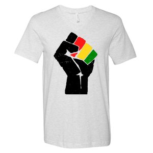 Black History Month Fist African Pride V-Neck T-Shirt