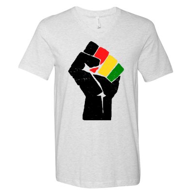 Black History Month Fist African Pride V-Neck T-Shirt