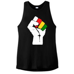 Black History Month Fist African Pride Ladies PosiCharge Tri-Blend Wicking Tank