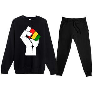 Black History Month Fist African Pride Premium Crewneck Sweatsuit Set