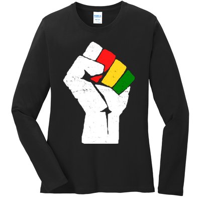 Black History Month Fist African Pride Ladies Long Sleeve Shirt