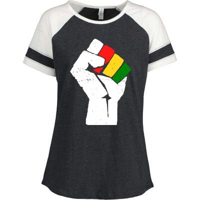 Black History Month Fist African Pride Enza Ladies Jersey Colorblock Tee