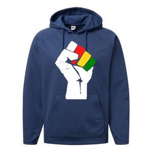 Black History Month Fist African Pride Performance Fleece Hoodie