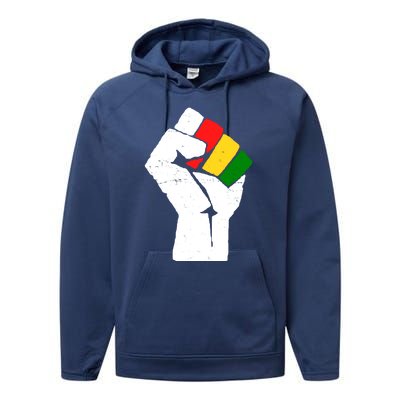 Black History Month Fist African Pride Performance Fleece Hoodie