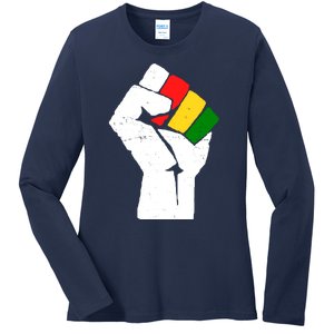 Black History Month Fist African Pride Ladies Long Sleeve Shirt