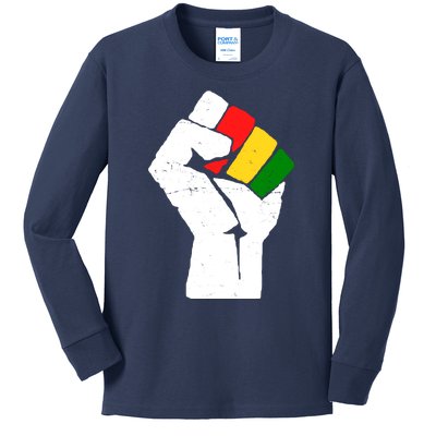 Black History Month Fist African Pride Kids Long Sleeve Shirt