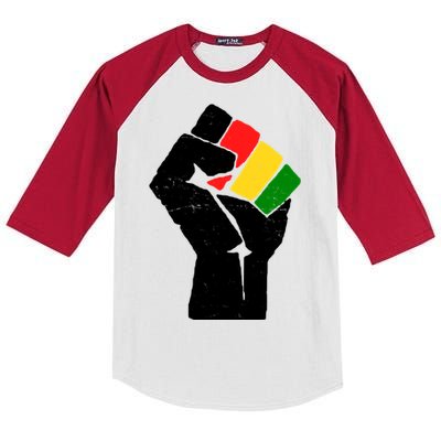 Black History Month Fist African Pride Kids Colorblock Raglan Jersey