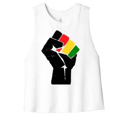 Black History Month Fist African Pride Women's Racerback Cropped Tank