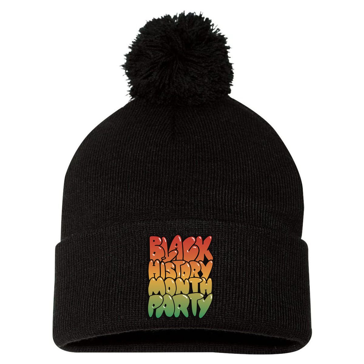Black History Month Party Pom Pom 12in Knit Beanie