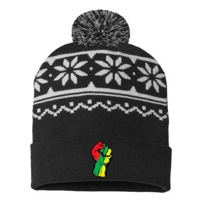 Black History Month Fist Black Power USA-Made Snowflake Beanie