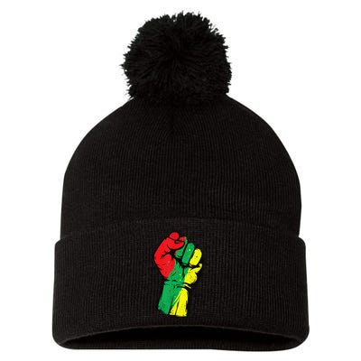 Black History Month Fist Black Power Pom Pom 12in Knit Beanie