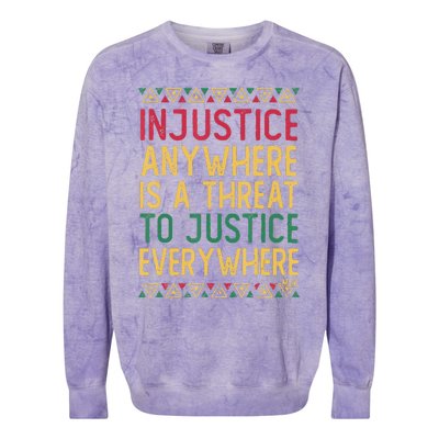 Black History Month Justice Martin Luther King Jr Quote Colorblast Crewneck Sweatshirt