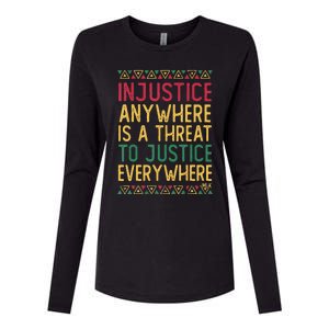 Black History Month Justice Martin Luther King Jr Quote Womens Cotton Relaxed Long Sleeve T-Shirt