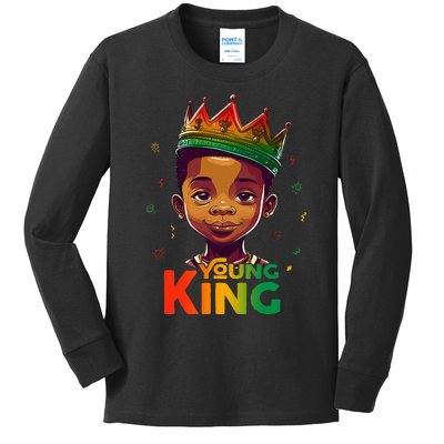 Black History Month For Young King Afro Kids Long Sleeve Shirt