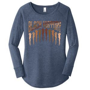 Black History Month Heart Black Juneteenth Melanin Funny Gift Women's Perfect Tri Tunic Long Sleeve Shirt