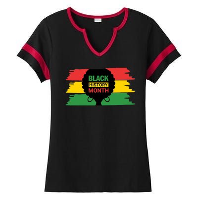 Black History Month Female Afro Ladies Halftime Notch Neck Tee