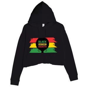 Black History Month Female Afro Crop Fleece Hoodie