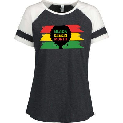 Black History Month Female Afro Enza Ladies Jersey Colorblock Tee